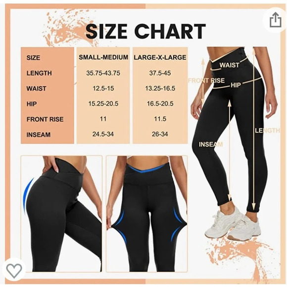 NWT! Women’s tummy control high cross waist black leggings, Small - Picture 4 of 4